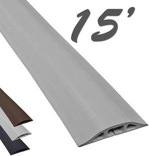 D2 Low Profile Rubber Duct Cord Cover Floor Cable Protector 15 Feet Gray Raw Rubber Material