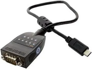 USB C to Serial RS232 16 Inch Adapter with LED Indicators for Windows and Mac