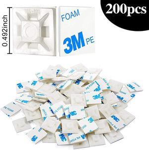 200 PCS 12 Cable Zip Tie Mounts Self Adhesive Wire Cable Clips Organizer Holders 05 Inch White