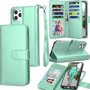 Wallet Case for iPhone 11 iPhone11 61 inch 2019 Luxury ID Cash Credit Card Slots Holder Carrying Pouch Folio Flip PU Leather Cover Detachable Magnetic Hard Case Lanyard Turquoise