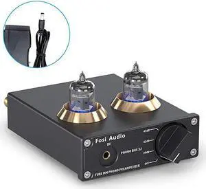 Phono Preamp for Turntable Preamplifier MM Phonograph Preamplifier with Gain Gear Mini Stereo Audio HiFi PreAmplifier for Record Player with DC 12V Power Supply Box X2