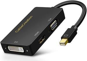 Mini DisplayPort to HDMI VGA DVI  3 in 1 Gold Plated Mini DP Thunderbolt Adapter Compatible with MacBook iMac Mac Book Air DP 12 Version 4Kx2K Black