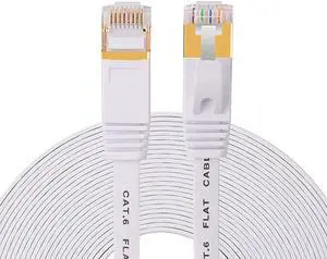 6 Flat Ethernet Cable 200 ft White Long Internet Cable with rj45 connectors High Speed White LAN Cable with Clips amp Straps