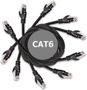 Heavy Duty Cat6 Ethernet Copper LAN Cable with Snagless RJ45 Connectors | 5 Pack1FT 24AWG 550MHz ULListed 10 GB Max Speed for Fast Computer Networking Black