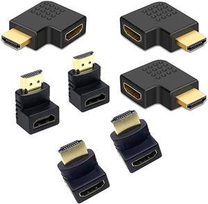 Pack HDMI Angled Adapter Combo, 3 Pcs Vertical Flat Left & Right 90 Degree Angle and 4 Pcs 20 & 90 Degree Male to Female HDMI Adapter, Gold-Plated 3D Supported TV Connector