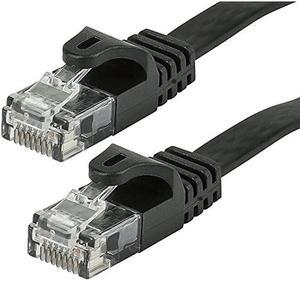 109548 Cat5e Ethernet Patch Cable Network Internet Cord RJ45 FlatStranded 350Mhz UTP Pure Bare Copper Wire 30AWG 5ft Black