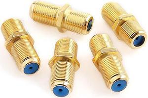 F81 Barrel Connectors High Frequency 3GHz Female to Female FType Adapter Couplers 5 pcs Gold