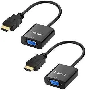 HDMI to VGA 2 Pack  GoldPlated HDMI to VGA Adapter Male to Female for Computer Desktop Laptop PC Monitor Projector HDTV Chromebook Raspberry Pi Roku Xbox and More Black