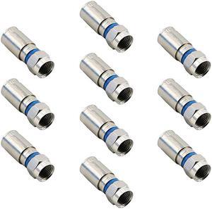 Compression RG6 F Connector Coax Coaxial Adapter Plug for Satellite & Cable TV (10 Pack)