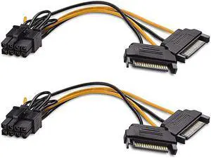 2-Pack 8 Pin to SATA Power (SATA to 8 Pin PCIe) - 5 Inches
