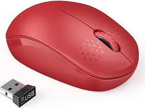 Wireless Mouse 24G Noiseless Mouse with USB Receiver  Portable Computer Mice for Windows PC Notebook Laptop Red
