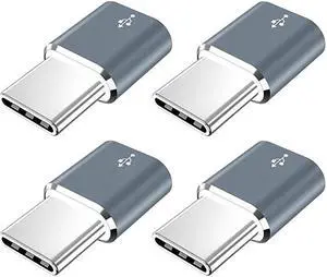 USB Type C Adapter, (4-Pack) Micro USB Female to USB C Male Convert Connector Fast Charging Compatible with Samsung Galaxy S10 S9 S8 Plus,Note 9 8,Pixel 2 3 XL,LG V40 V20 G5,Moto Z2 Z3(Grey)