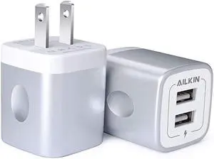 USB Wall Charger, Charger Block,  2.1A Multiport Fast Charge Power Brick Cube for iPad, iPhone, iPod, Samsung Galaxy, Motorola, Moto, Huawei, HTC, LG, Nokia, PlayStation5, Cell Phone Charger Box