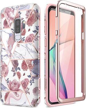 Case for Galaxy S9 Plus Builtin Screen Protector Rose Marble FullBody Protection Shockproof Rugged Bumper Protective Cover for Samsung Galaxy S9 Plus 62 Inch Rose Marble
