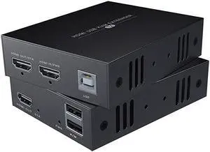 KVM USB Extender 1080P Over Cat5e6 Ethernet Cable 50m 164ft for Mouse and Keyboard Control Remote Signals