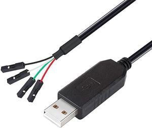USB to TTL Serial 33V Adapter Cable TX RX Signal 4 Pin 01 inch Pitch Female Socket PL2303 Prolific Chip Windows 10 8 7 XP Vista 6ft Black
