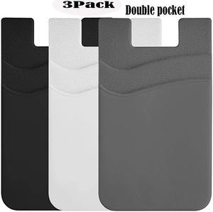 Phone Card Holder Silicone Wallet Stickon ID Credit Business Card Sleeve Pocket Compatible with All Smartphones3PC