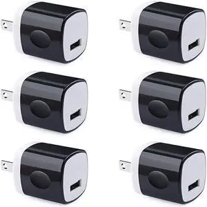 Wall Adapter USB Wall Charger 6 Pack  1A 5V Single Port USB Plugs Power Adapter Compatible iPhone 12 11 Xs XR X 8 7 6S 6 Samsung Galaxy A21 S10e S9 S8 Note 20 9 8 S7 Edge LG Google Pixel 4a