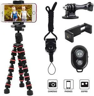 Phone Tripod  Octopus Tripod with Wireless Remote Phone Holder Mount Use as iPhone Tripod Cell Phone Tripod Camera Tripod Travel TripodTabletop Tripod for iPhone Gopro