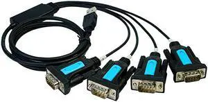 4 Port Professional FTDI CHIP USB to Serial RS232 DB9 Adapter Converter Serial Cable 9-Pin Male to Male with Thumbscrews