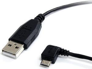 com 3 ft 91cm Micro USB Cable A to Left Angle Micro B USB Type A 90 Degree MicroUSB Type B M Black UUSBHAUB3LA