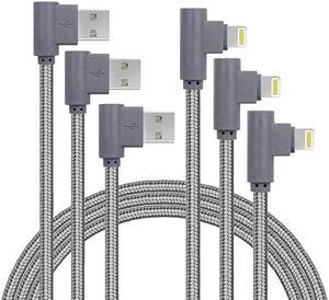 3 Pack The Most Durable Cable Right Angle iPhone Charger Cord 90 Degree Fast Data Cable Nylon Braided Compatible with iPhone Xs MaxXSXR77PlusX88Plus6S6S PlusSE Gray