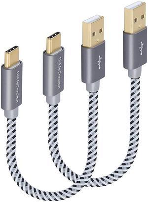 Short USB C Cable, [2-Pack] 0.5ft 6 inch USB C to A Cable Braided 3A Fast Charging, Compatible with Galaxy S20/S10/S9/S9+, Note 10 9 8, LG V50 V30, Space Gray [56K Ohm Resistance]