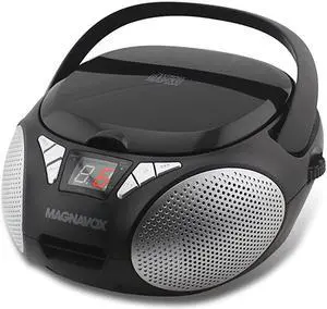 MD6924 Portable Top Loading CD Boombox with AMFM Stereo Radio in Black | CDRCDRW Compatible | LED Display | AUX Port Supported | Programmable CD Player |