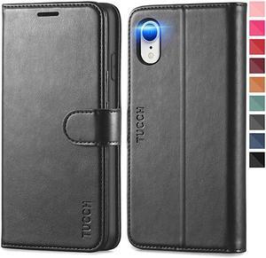 iPhone XR Wallet Case iPhone XR Case Premium PU Leather Flip Cover Shockproof TPU Shell with Stand RFID Blocking Credit Card Slot Wireless Charging Compatible with iPhone XR 61 Black