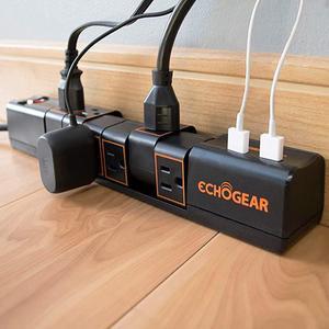 Rotating Surge Protector Power Strip with 2 USB Ports 6 Rotating AC Outlets 1080 Joules of Heavy Duty Surge Protection with Long Power Cord Wall Mounting Holes