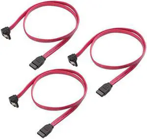 3-Pack 90 Degree Right Angle SATA III 6.0 Gbps SATA (SATA 3 Cable) Red - 24 Inches
