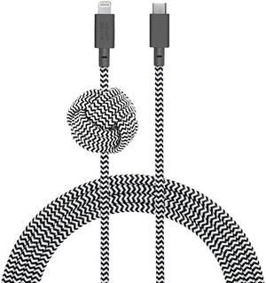 Night Cable 10ft UltraStrong Reinforced Durable USBC to Lightning MFi Certified Charging Cable with Weighted Knot Compatible with iPhoneiPad Zebra