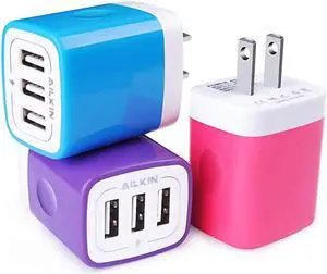 Wall Charger, USB Charger Adapter,  3.1A/3Pack Muti Port Fast Charging Cube Power Charge Base Block Plug Replacement for Phone X/8/7 Plus, Samsung Note9/S9/S8/S7, Kindle Fire and More USB Plug