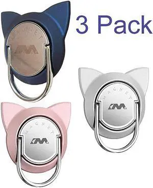 Phone Ring Holder for Magnetic Car Mount360 Rotating Metal Finger Ring Pop Grip Socket for Smartphones 3 Pack Rose Gose Silver Blue