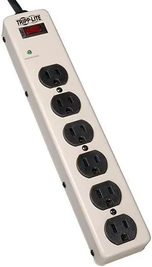 Lite 6 Outlet Surge Protector Power Strip 6ft Cord CommercialGrade Metal PM6SN1