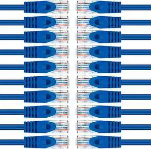 20Pack Cat6 Patch Cable 1 Foot Cat 6 Ethernet Cable Snagless Flexible Soft Tab Preimum Series Blue