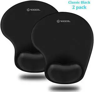 Mouse Pad  2 Pack Ergonomic Mouse Pads with Comfortable Gel Wrist Rest Support and Lycra Cloth NonSlip PU Base for Easy Typing Pain Relief Durable and Washable Black