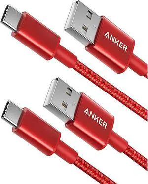 USB Type C Cable  2Pack 6 Foot Premium Nylon USBC to USBA Fast Charging Type C Cable for Samsung Galaxy S10 S9 S8 Note 8 LG V20 G5 G6 and MoreRed