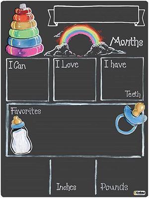 Monthly Milestone Board for Baby with Basic Designs, Reusable Chalkboard Style Surface, and No Liquid Chalk Marker, 12 by 16 Inches, No Marker