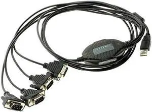 4 Port USB to Serial RS232 Adapter FTDI Chipset Supports Win 10 8 7 XP Linux Mac wESD and Surge Protection