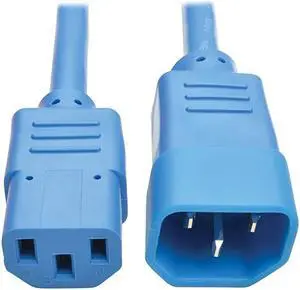 Standard Computer Power Extension Cord, 10A, 18 AWG (IEC-320-C14 to IEC-320-C13), Blue, 3 ft. (P004-003-ABL)