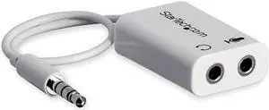 com 4 Position Microphone and Headphone Splitter 35 mm 4 Pin 4 Pole Mic and Audio Combo Splitter Cable MUYHSMFFADW White