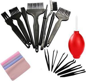 Anti Static ESD Safe Cleaning Dust Brush Kit for Phone Computer Keyboard Laptop Screen Camera LensESD Precision Plastic Tweezers SetMicrofiber Cleaning ClothsAir Blow Cleaner