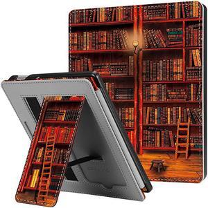 Stand Case for All-New Kindle Oasis (10th Generation, 2019 Release and 9th Generation, 2017 Release) - Premium PU Leather Sleeve Cover with Card Slot and Hand Strap, Library