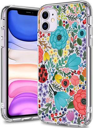 iPhone 11 Case Clear with Design for Girls Women12ft Drop TestedMilitary Grade ShockproofSlip Resistant Slim Fit Protective Phone Case for Apple iPhone 11 61 inch 2019 Colorful Blossoms