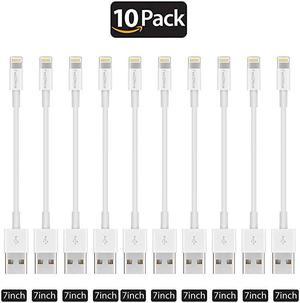 Short Lighting Cable 10 Pack 7Inch iPhone Cord Data Sync USB Portable Fast Charger for iPhone X XS Max XR 88 Plus 77 Plus 66 Plus 5S iPadiPod White