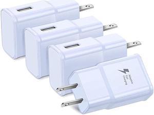 Adaptive Fast Charging Wall Charger,  4-Pack USB Wall Adapter Fast Charging Block Travel Phone Charger Block Compatible Samsung Galaxy S10 S9 S8 S7 S20 Note 8 9 10, iPhone, HTC and More
