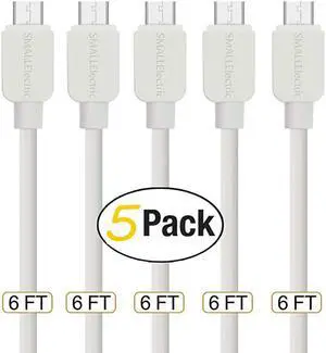 Micro USB Cable 5Pack 6FT Android Charger  Micro USB Charger Cable Long Android Phone Charger Cord for Galaxy S7 S6 Edge J7 S5Note 5 4LG G4 K40 K20MP3KindleMP3TabletWhite