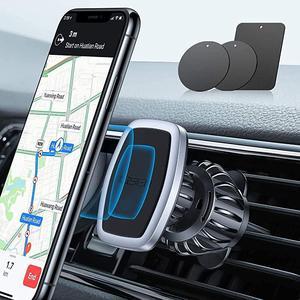Phone Holder Car Upgraded Clip Magnetic Phone Mount 6 Strong Magnets Car Phone Mount Case Friendly Phone Car Holder Car Mount Compatible with All Smartphone and TabletSilver