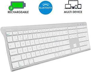 Wireless Bluetooth Keyboard with Numeric Keypad for Laptops Computers Apple Mac iMac MacBook ProAir iOS iPhone iPad Windows PC and Android Smartphones Tablets Aluminum Silver